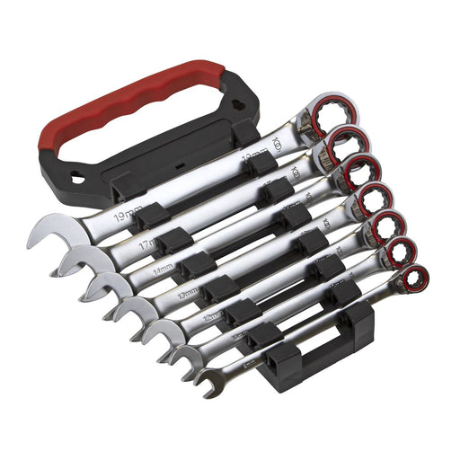 Sealey Reversible Ratchet Combination Spanner Set 7pc Metric Platinum Series Sealey - Dynamic Drive