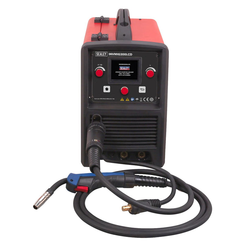 Sealey Inverter Welder MIG TIG & mmA 200A with LCD Screen INVMIG200LCD Sealey - Dynamic Drive