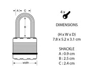 Master Lock Excell™ Laminated Steel 50mm Padlock 4-Pin - 25mm Shackle Master Lock - Dynamic Drive
