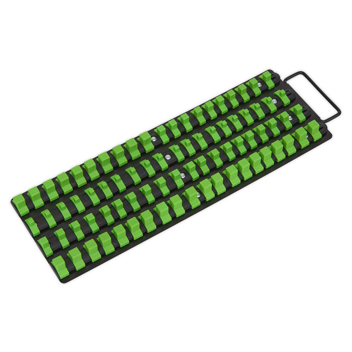 Sealey Socket Rail Tray 1/4" 3/8" & 1/2"Sq Drive Hi-Vis Green AK27051HV Sealey - Dynamic Drive