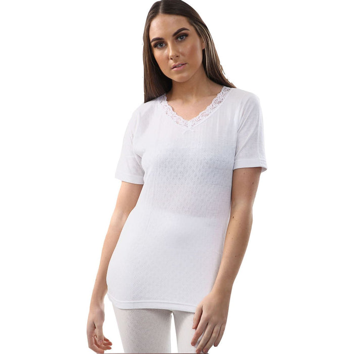 Thermal White short Sleave Ladies shirt mixed sizes 2361 UK Camping And Leisure - Dynamic Drive