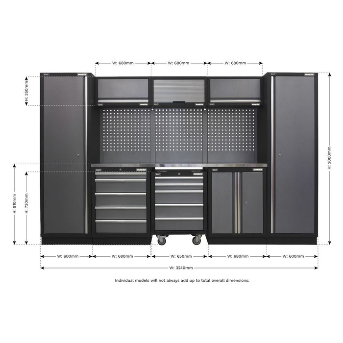 Sealey Superline Pro 3.2m Storage System Stainless Worktop APMSSTACK03SS Sealey - Dynamic Drive
