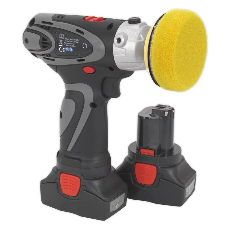 Sealey Cordless Polisher/Sander 75mm 14.4V Li-ion - 2 Batteries CP6005 Sealey - Dynamic Drive