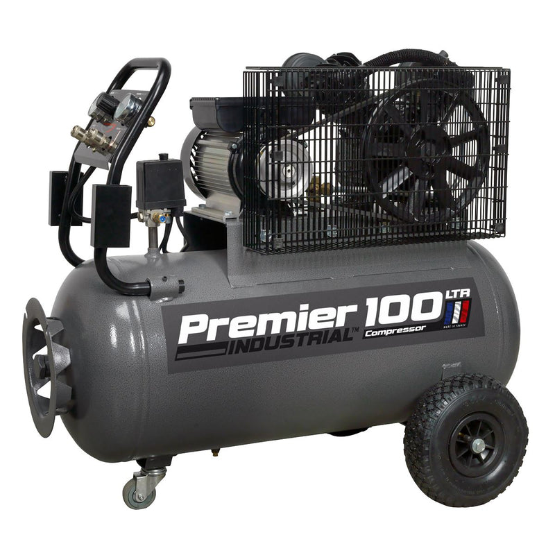 Sealey Air Compressor 100L Belt Drive 3hp with Front Control Panel SAC3103B Sealey - Dynamic Drive