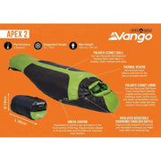 Vango Apex 2 Peridot Green Sleeping Bag Vango - Dynamic Drive