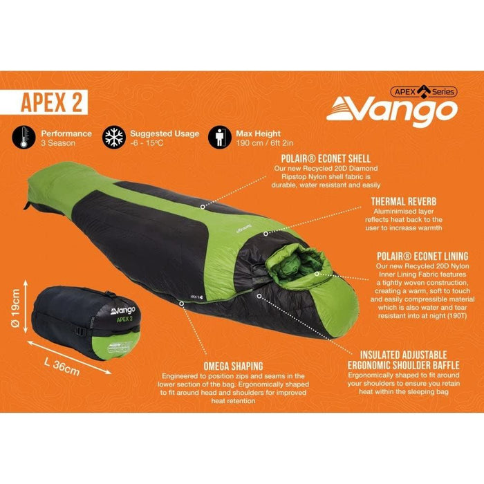 Vango Apex 2 Peridot Green Sleeping Bag Vango - Dynamic Drive