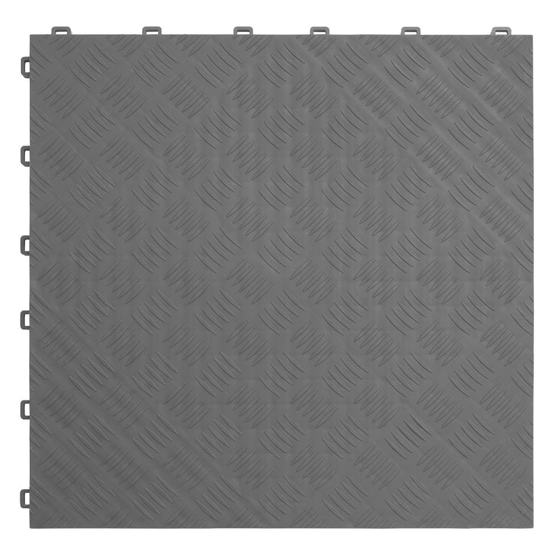 Sealey Polypropylene Floor Tile 400 x 400mm Grey Treadplate Pack of 9 FT3G Sealey - Dynamic Drive