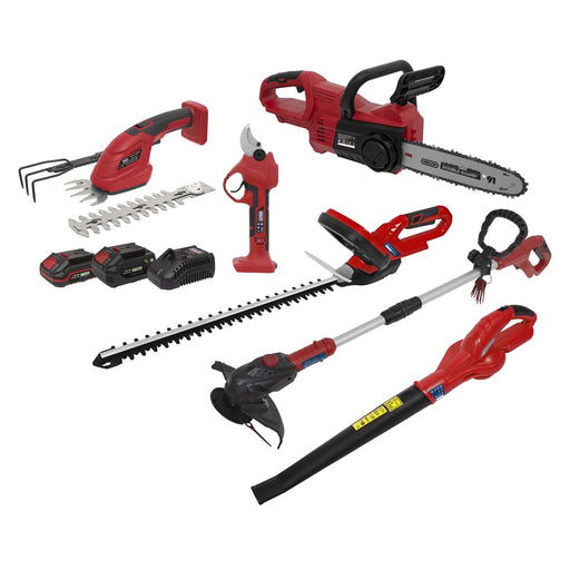 Sealey 6 x SV20 Series Garden Maintenance Combo Kit 20V - 2 Batteries Sealey - Dynamic Drive
