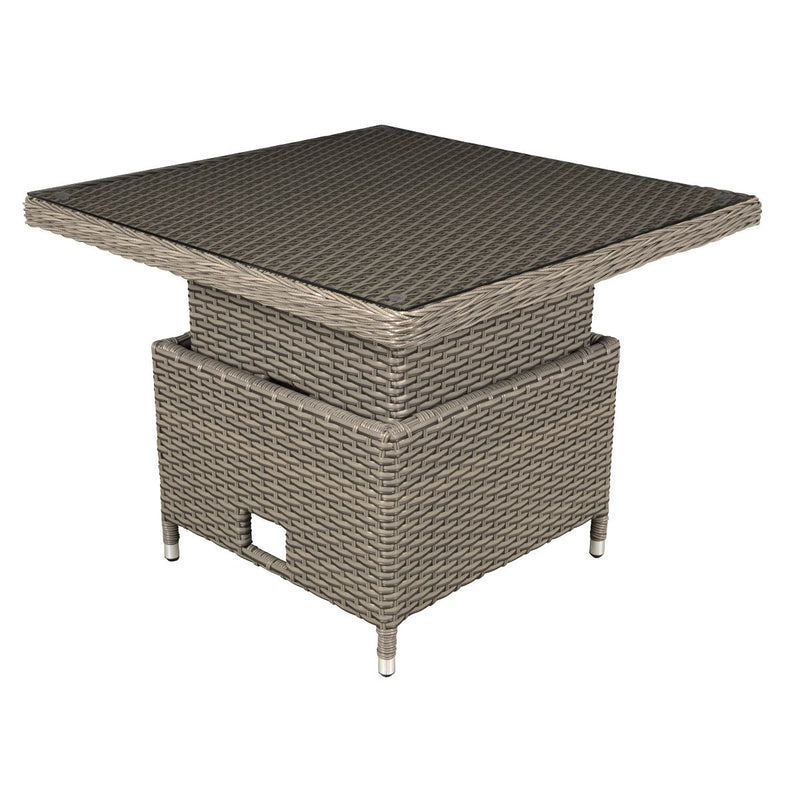 Dellonda Chester Rattan Wicker Adjustable-Height Outdoor Dining Table Dellonda - Dynamic Drive