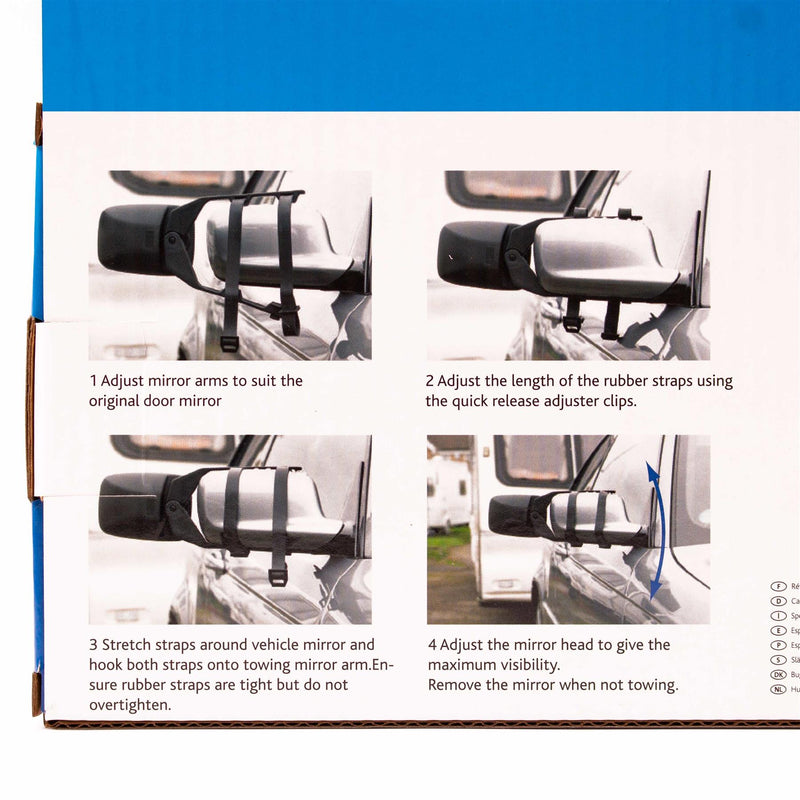 2x Caravan Towing Mirrors Car Van Wing Mirrors Extension Mirror Pair Flat Glass Ring Automotove  - Dynamic Drive