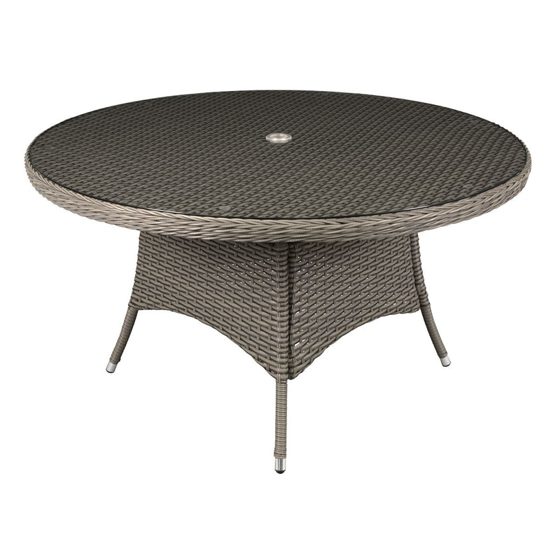 Dellonda Chester Rattan Wicker Round Outdoor Dining Table Tempered Glass Top Dellonda - Dynamic Drive