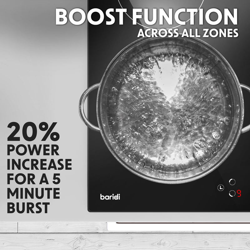Baridi Integrated Induction Hob with 4 Cooking Zones 60cm 2800W Output Baridi - Dynamic Drive
