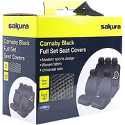 Sakura Car Seat & Headrest Covers Carnaby Black Universal Size Elasticated Hems Sakura  - Dynamic Drive