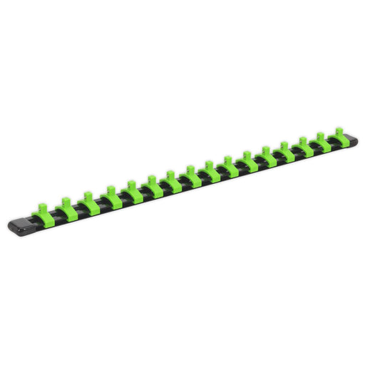 Sealey Socket Retaining Rail with 16 Clips 1/4"Sq Drive Hi-Vis Green AK27052HV Sealey - Dynamic Drive