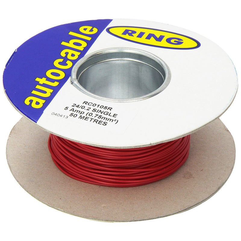 Ring Automotive RC0105R Cables, 9/0.30 mm, 50 m, Red Ring Automotive - Dynamic Drive