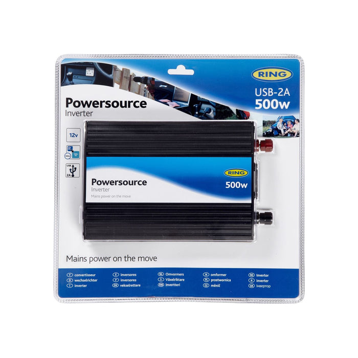 Ring RINVU500 Powersource 500W Inverter with Three Pin Socket and USB Ring Automotive - Dynamic Drive
