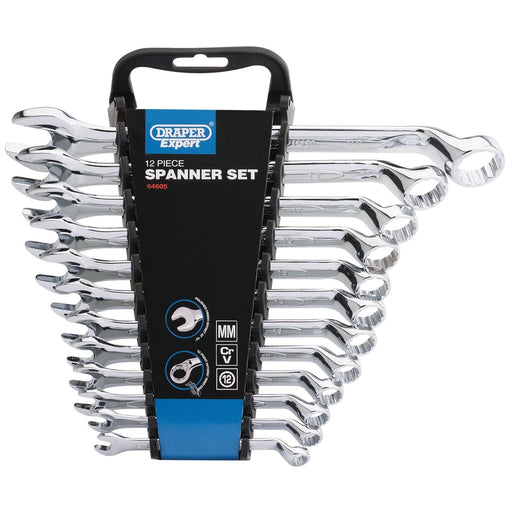 Draper HI-TORQ Metric Combination Spanner Set, 8 - 22mm (12 Piece) Draper - Dynamic Drive
