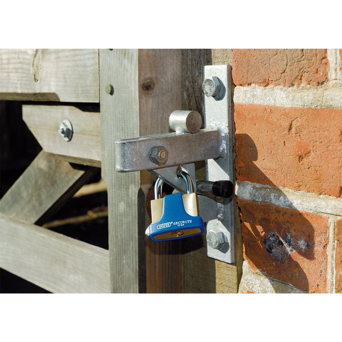 Draper Solid Brass Padlock and 2 Keys with Hardened Steel Shackle and Bumper, 42 Draper - Dynamic Drive
