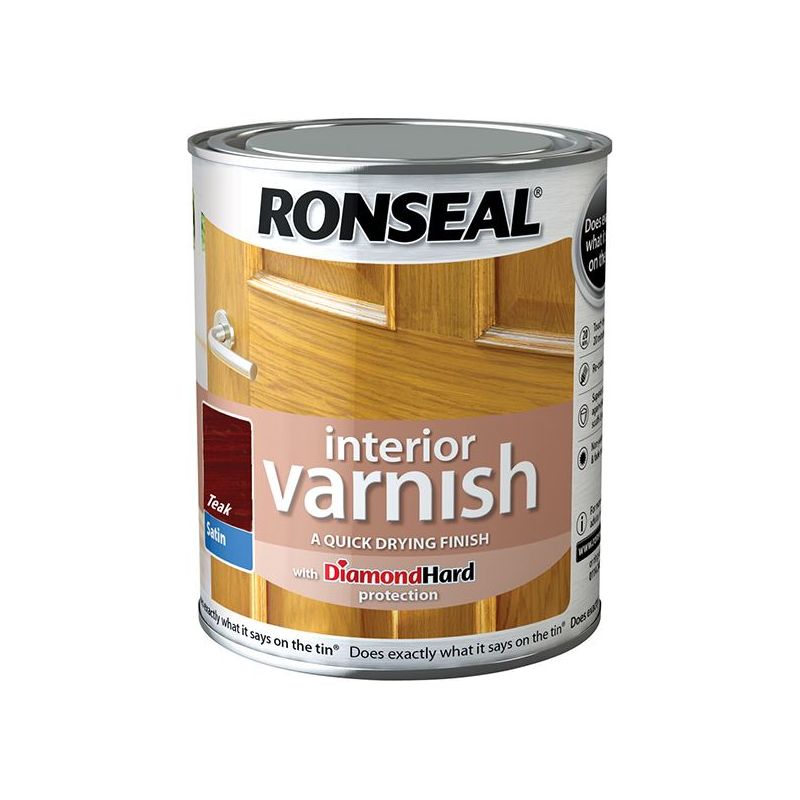 Ronseal Interior Varnish Quick Dry Satin Teak 750ml Ronseal - Dynamic Drive