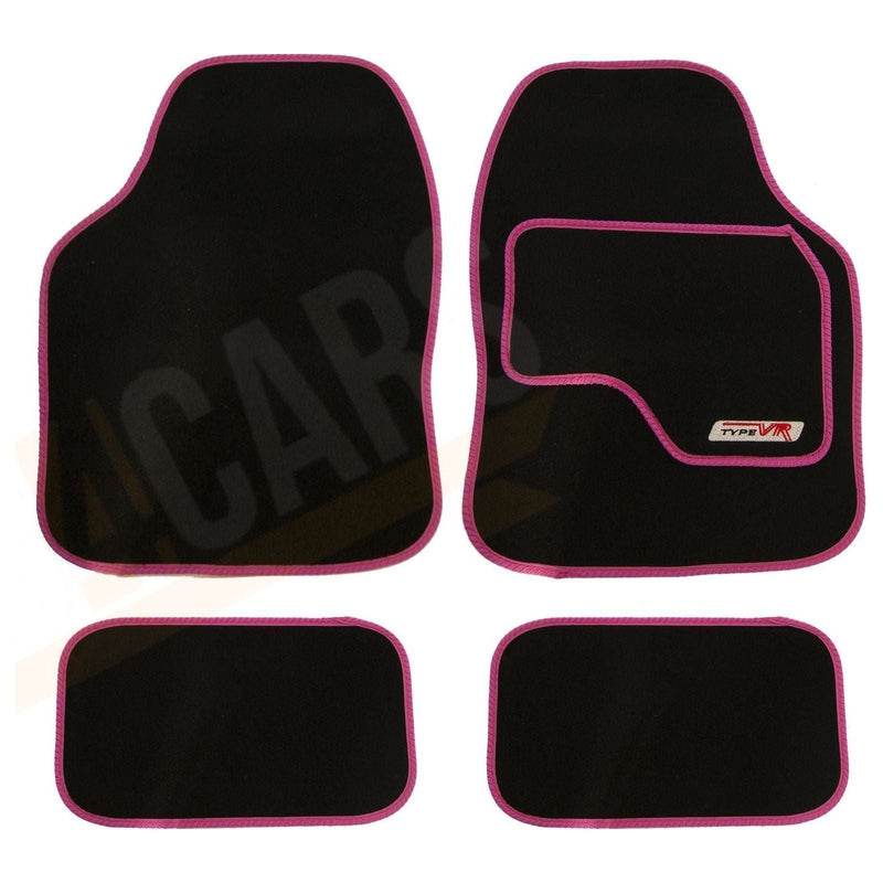 Saxon VR Cerise Embroidered Edging Car Mat Set (Front & Rear) Universal Sakura  - Dynamic Drive