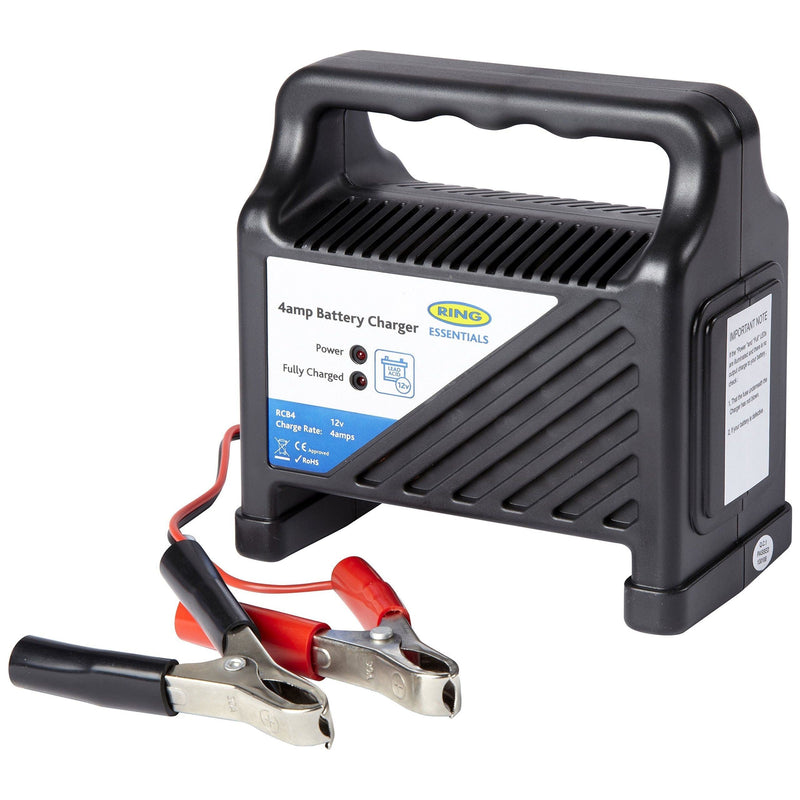 Ring RCB4 Essentials Battery Charger, 12 V, 4 A,Black Ring Automotive - Dynamic Drive