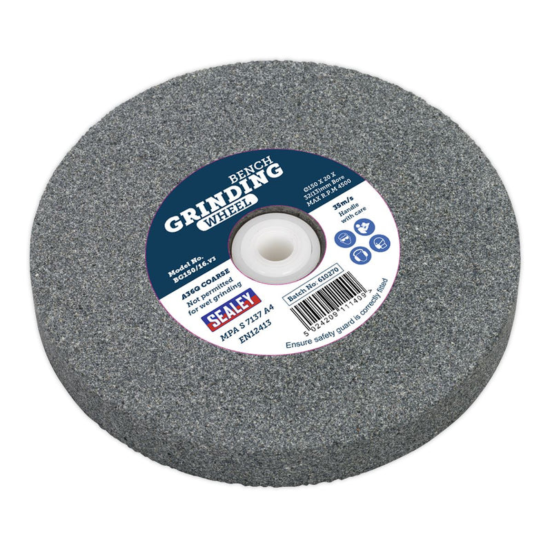 Sealey Grinding Stone 150 x 20mm 32(13)mm Bore A36Q Coarse BG150/16 Sealey  - Dynamic Drive