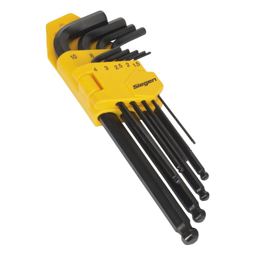 Seigen by Sealey Ball-End Hex Key Set 9pc Long Metric S01093 Seigen by Sealey  - Dynamic Drive