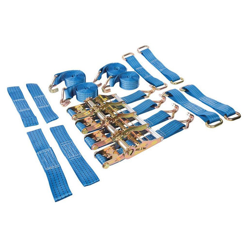 Silverline Car Transporter Alloy & Steel Wheels Tie-Down Set 16pce 3m x 50mm Silverline - Dynamic Drive
