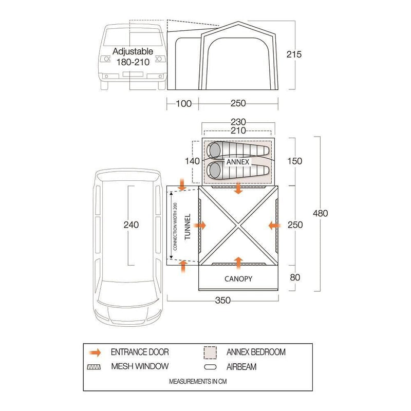 Vango Versos Air Low Drive Away Awning (180 - 210cm) Campervan Vango - Dynamic Drive