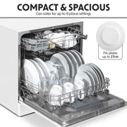 Baridi Tabletop Dishwasher 8 Place Settings 8L Capacity - White DH86 Baridi - Dynamic Drive