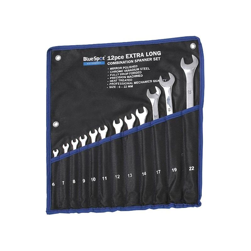 Bluespot Tools Extra Long Combination Spanner Set, 12 Piece BlueSpot Tools - Dynamic Drive