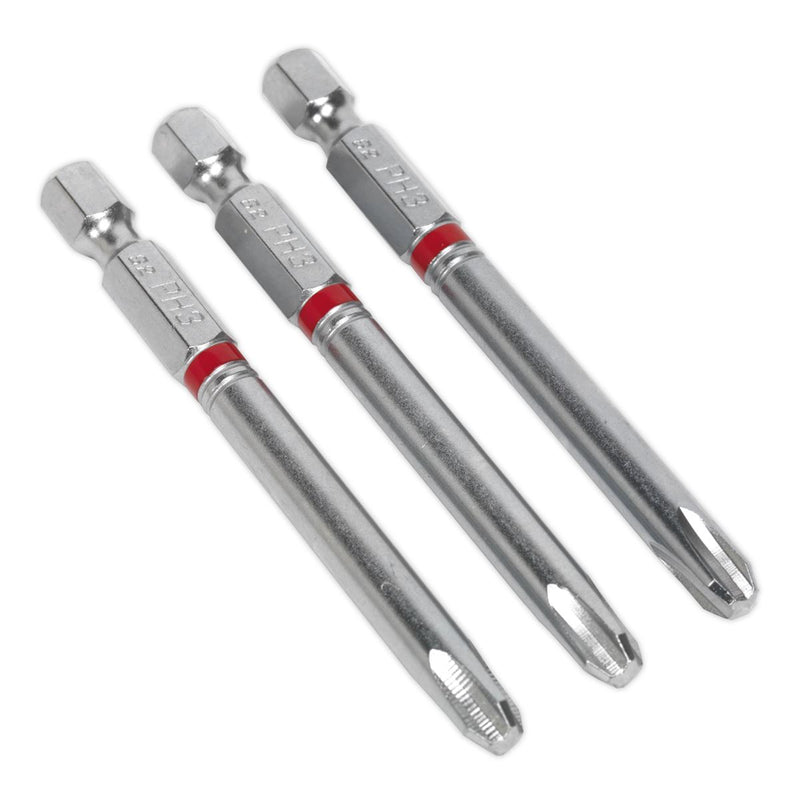 Sealey Power Tool Bit Phillips #3 Colour-Coded S2 75mm Pack of 3 AK210512 Sealey - Dynamic Drive