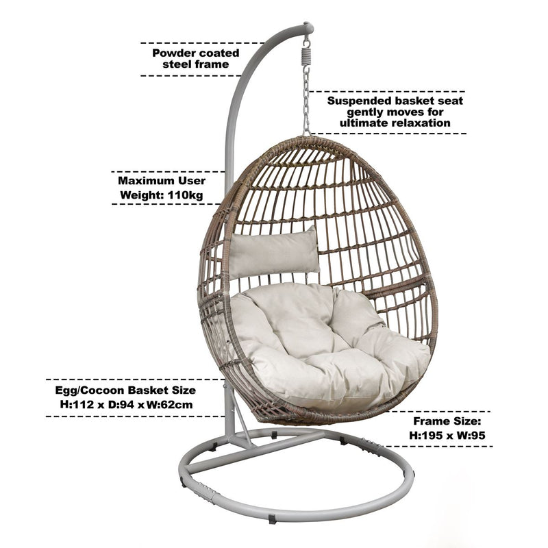 Dellonda Single Swinging Egg Chair with Cushion DG60 Dellonda - Dynamic Drive