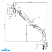 Dellonda Adjustable Single Monitor Arm with 360 Rotation - White DH26 Dellonda - Dynamic Drive