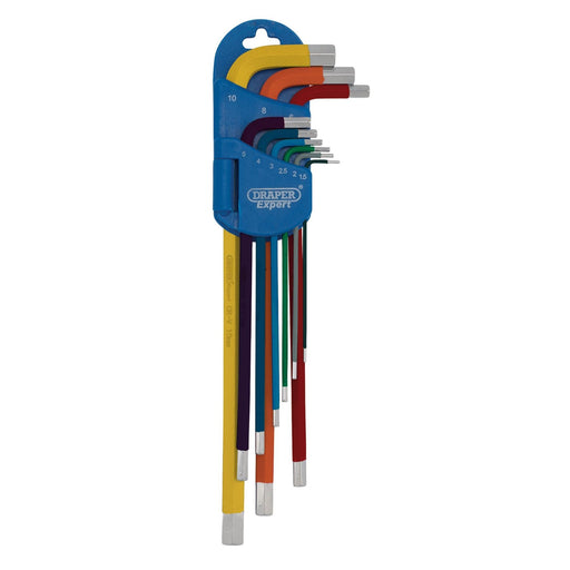 Draper Expert Metric Extra-Long Arm Hex Key Set, Colour Coded (9 Piece) Draper - Dynamic Drive