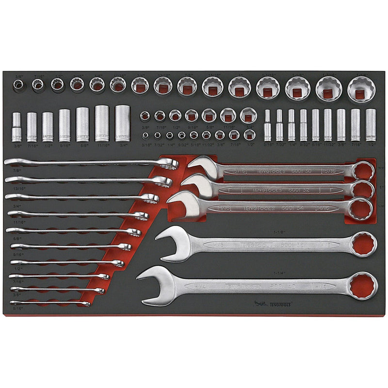 Teng Tools Socket & Combination Spanner Set AF FOAM4X4 62 Pieces Teng Tools - Dynamic Drive