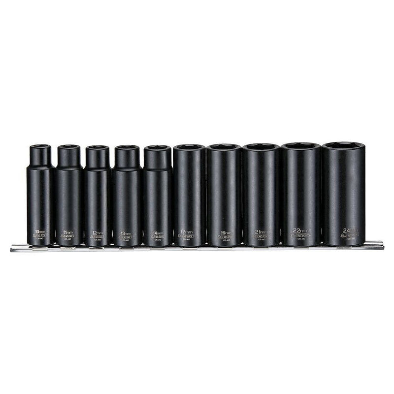 Teng Tools 1/2" Deep Impact Socket Clip Rail Set ANSI 10 Pieces Teng Tools - Dynamic Drive