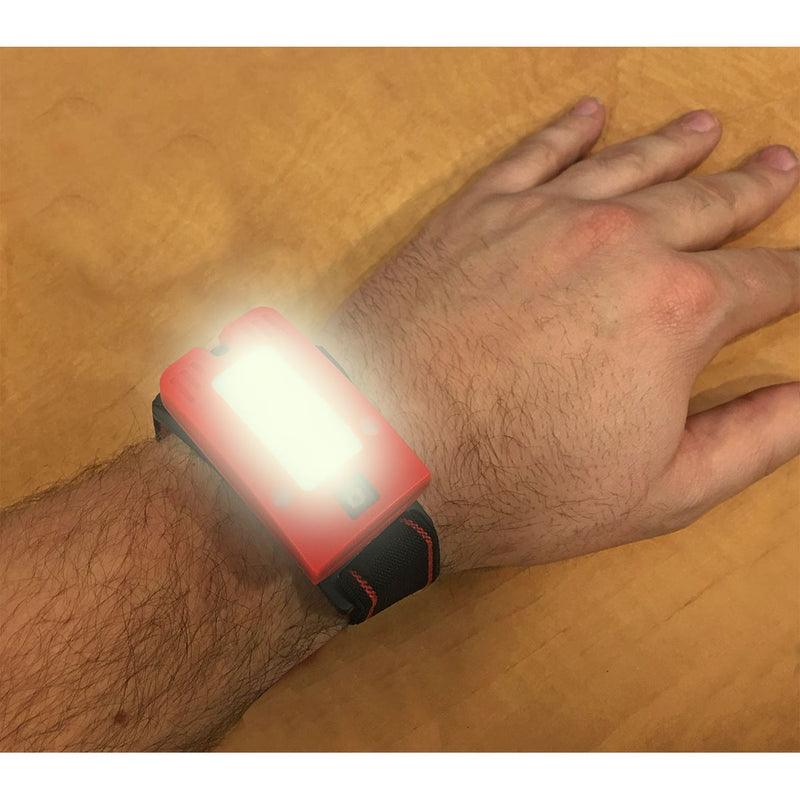 2W COB LED Rechargeable Head Torch Auto Sensor Cycling Front Rear Light Red Sealey  - Dynamic Drive