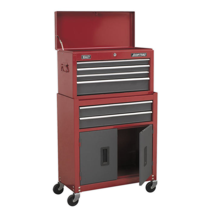 Sealey Topchest & Rollcab Combo 6 Drawer - Red/Grey AP2200BB Sealey  - Dynamic Drive