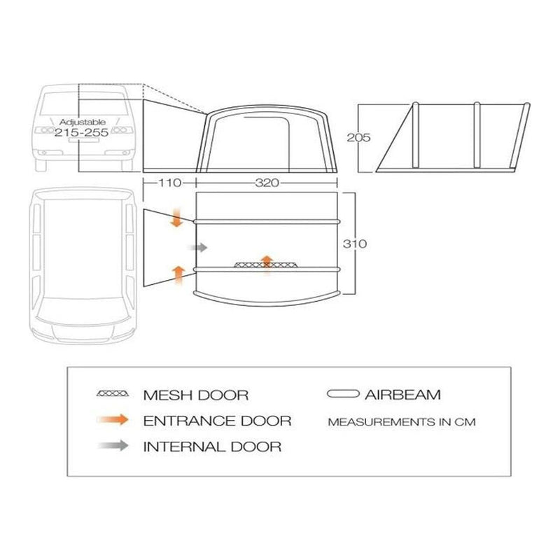 Vango Cove Air Mid III Drive Away Awning Ducato Boxer Transit Sprinter Campervan Vango - Dynamic Drive
