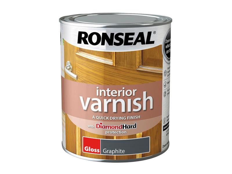 Ronseal Interior Varnish Quick Dry Gloss Graphite 750ml Ronseal - Dynamic Drive