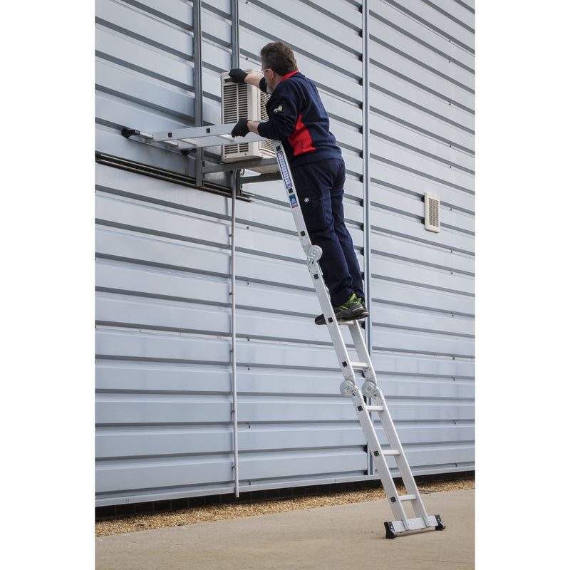 Sealey Folding Platform Ladder 4-Way Aluminium - BS EN 131 AFPL1 Sealey - Dynamic Drive