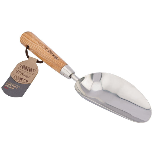 Draper Heritage Stainless Steel Hand Potting Scoop with Ash Handle 99024 Draper - Dynamic Drive