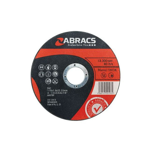 Connect Abracs Extra Thin Flat Cutting Discs 115mm x 1.0mm 5pc 32067 Tool Connection - Dynamic Drive