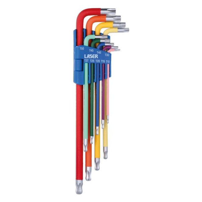 Laser Colour Coded Star Key Set - Ball End 9pc 7873 Laser - Dynamic Drive