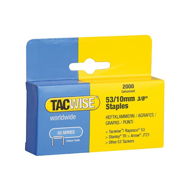 Tacwise 53 Light-Duty Staples 10mm (Type JT21 A) (Pack 2000) Tacwise - Dynamic Drive
