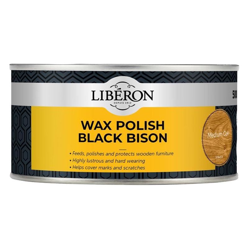 Liberon Black Bison Wax Paste Medium Oak 500ml Liberon - Dynamic Drive