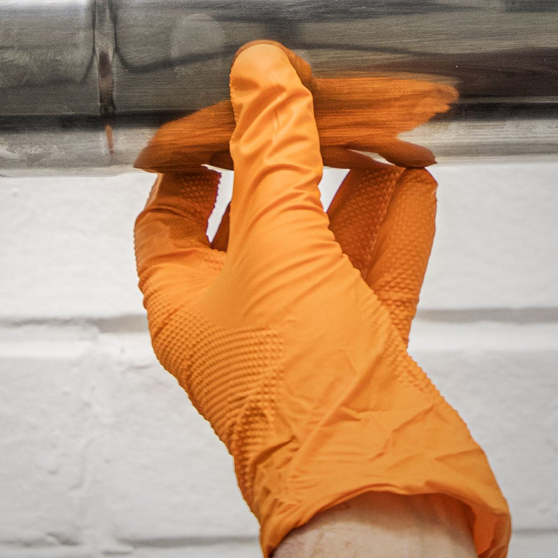 Sealey Orange Diamond Grip Extra-Thick Nitrile Powder-Free Gloves X-Large Pack o Sealey - Dynamic Drive