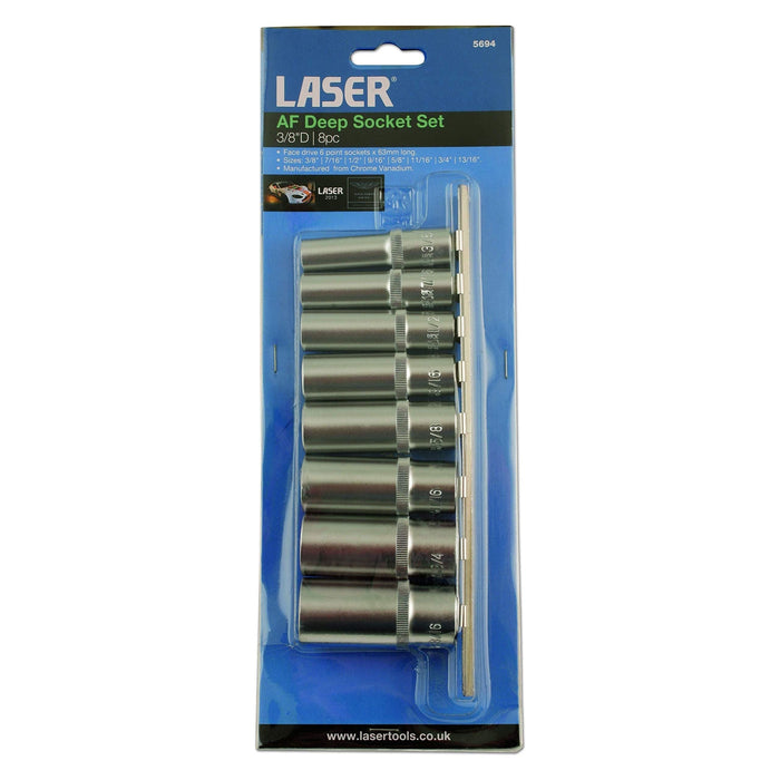 Laser AF Deep Socket Set 3/8"D 8pc 5694 Laser - Dynamic Drive