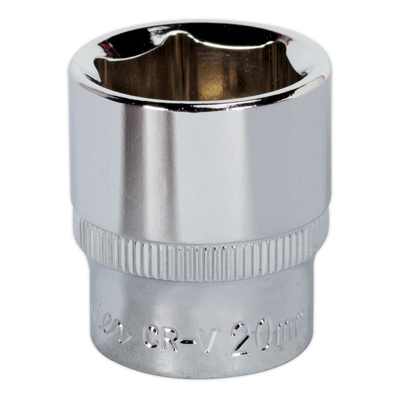 Sealey WallDrive Socket 20mm 3/8"Sq Drive Fully Polished SP3820 Sealey - Dynamic Drive